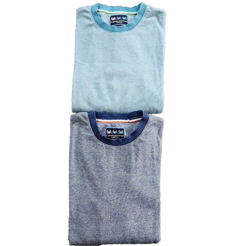Charleston Threads Sweatshirt Mens L Lot of 2 LS Crewneck Cotton Navy Turquoise